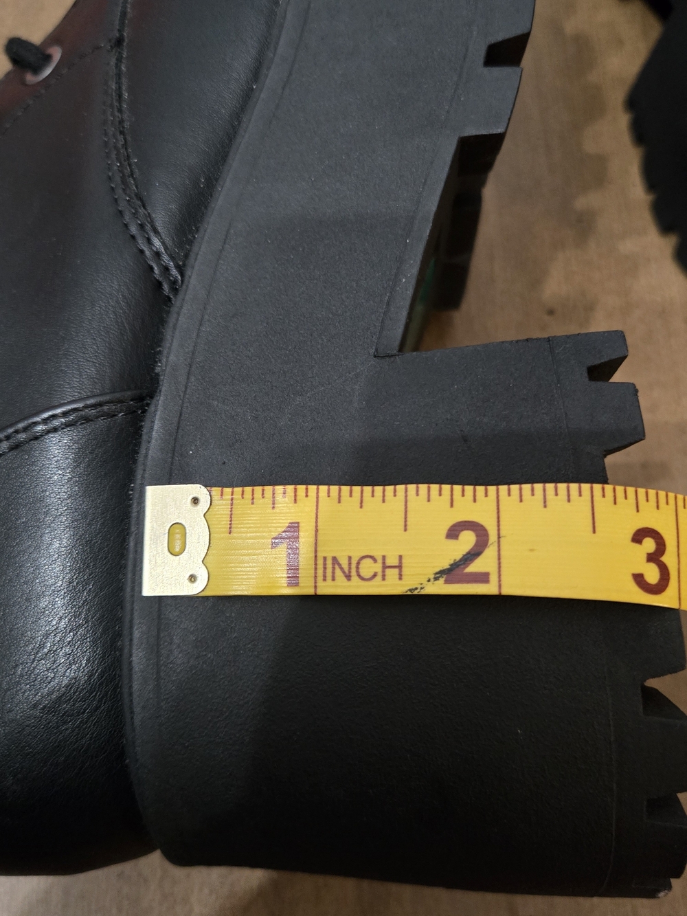 Soda Black Chunky Lug Lace-Up Ankle Boots with Buckle - Picture 5 of 16